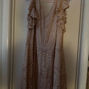 Taylor Pink Tiered Maxi Dress with Flutter Sleeves